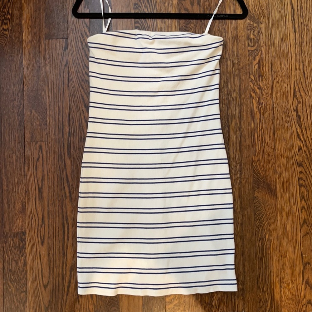 Silence + Noise striped strapless mini dress